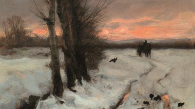 Column Leo Janssen: Sneeuwlandschap bij ondergaande zon van Mauve (1887)