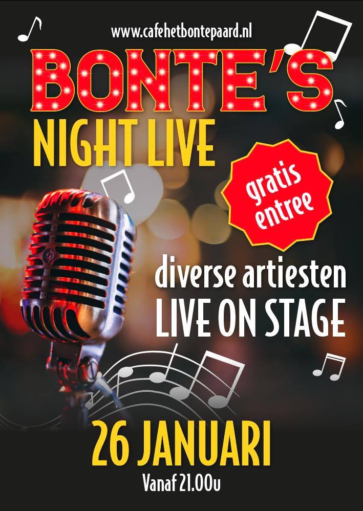 Vanavond Bonte’s Night live…