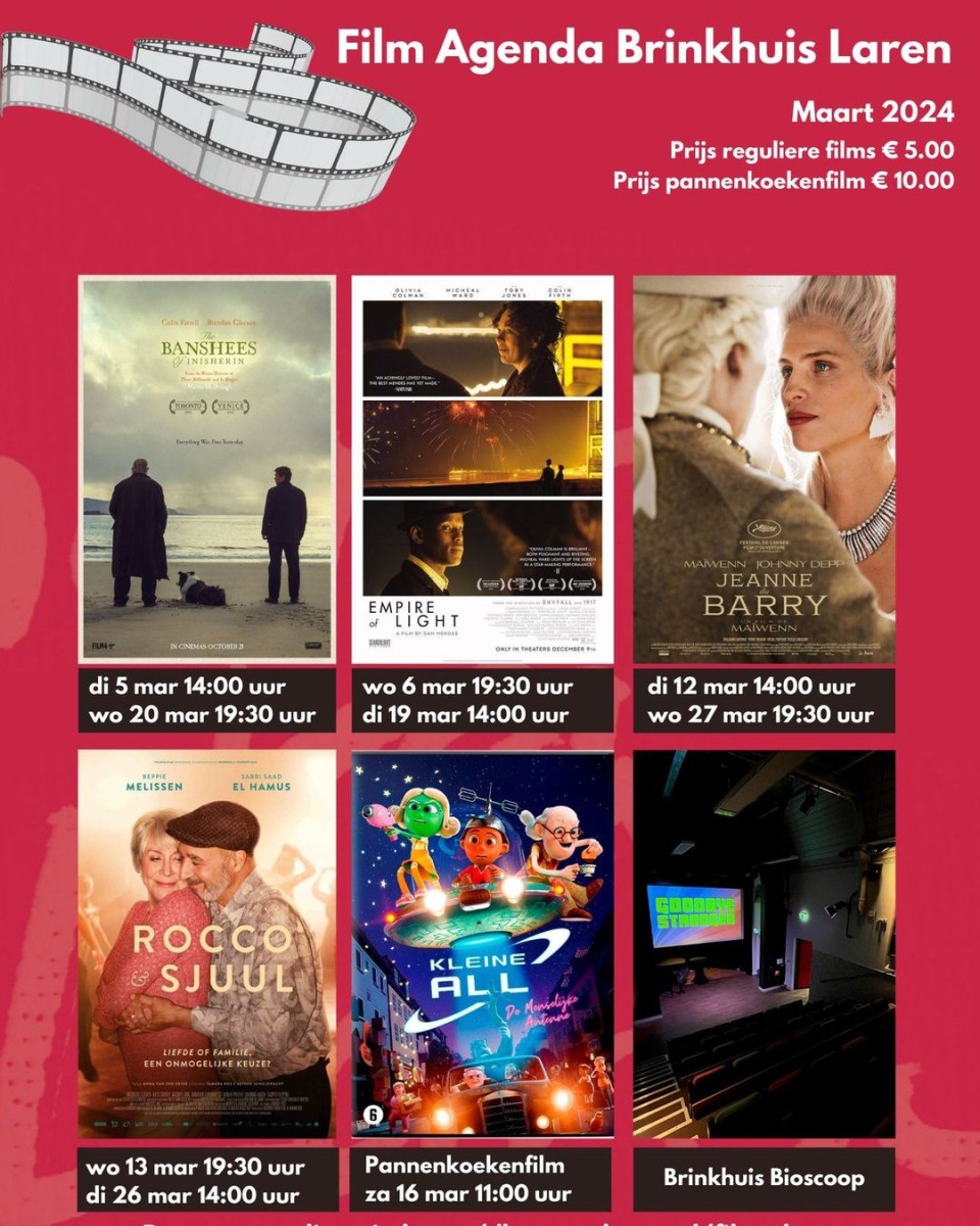 Films in het Brinkhuis (voor maar € 5) in Maart!