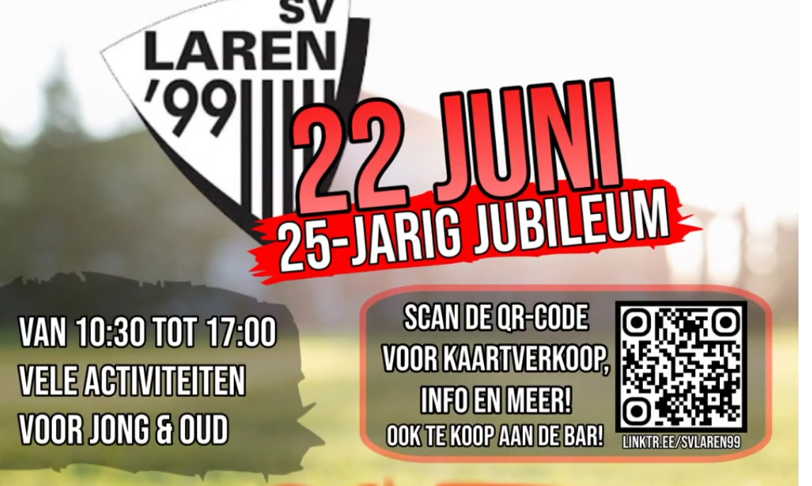 19 juni.-SV Laren’99 viert 25 jarig bestaan!