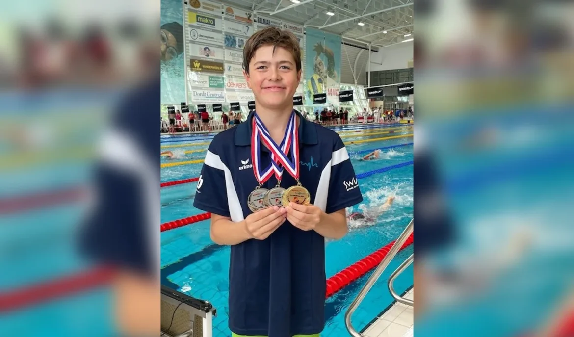 Jonge zwemmer eindigt drie keer op podium: één keer goud en twee keer zilver