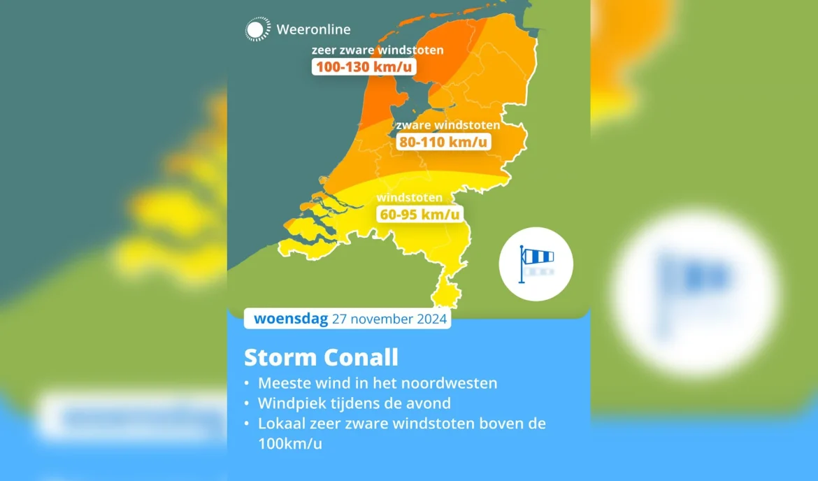 Storm Conall raast langs de kust: code Oranje