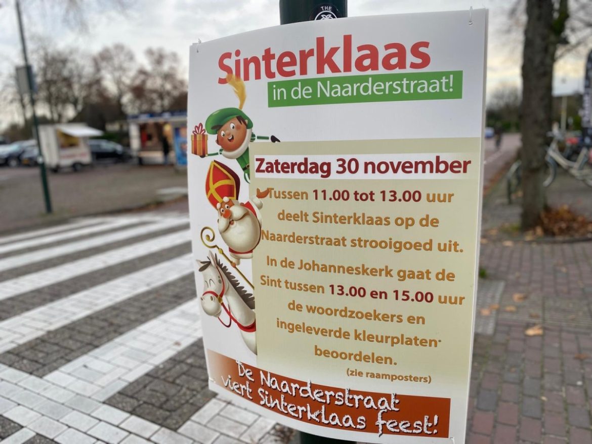 Sinterklaas zaterdag a.s. in de Naarderstraat