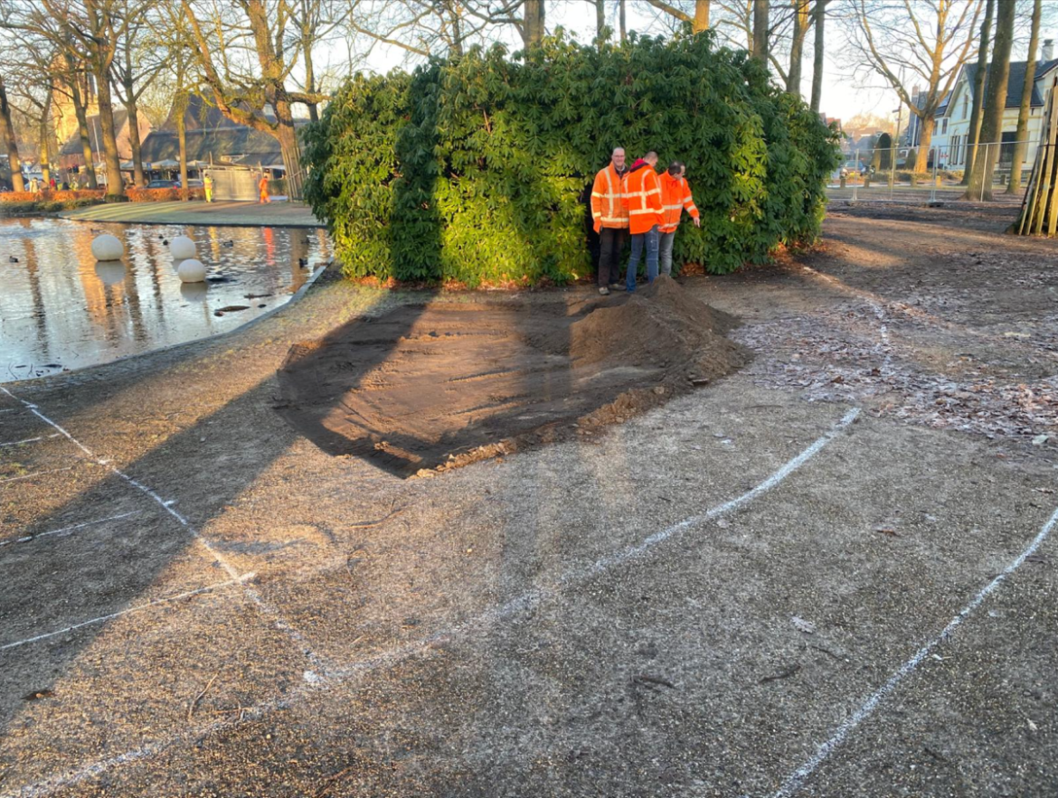 Aanleg natuurlijke vijver in centrum van Laren van start; werkzaamheden tot eind maart