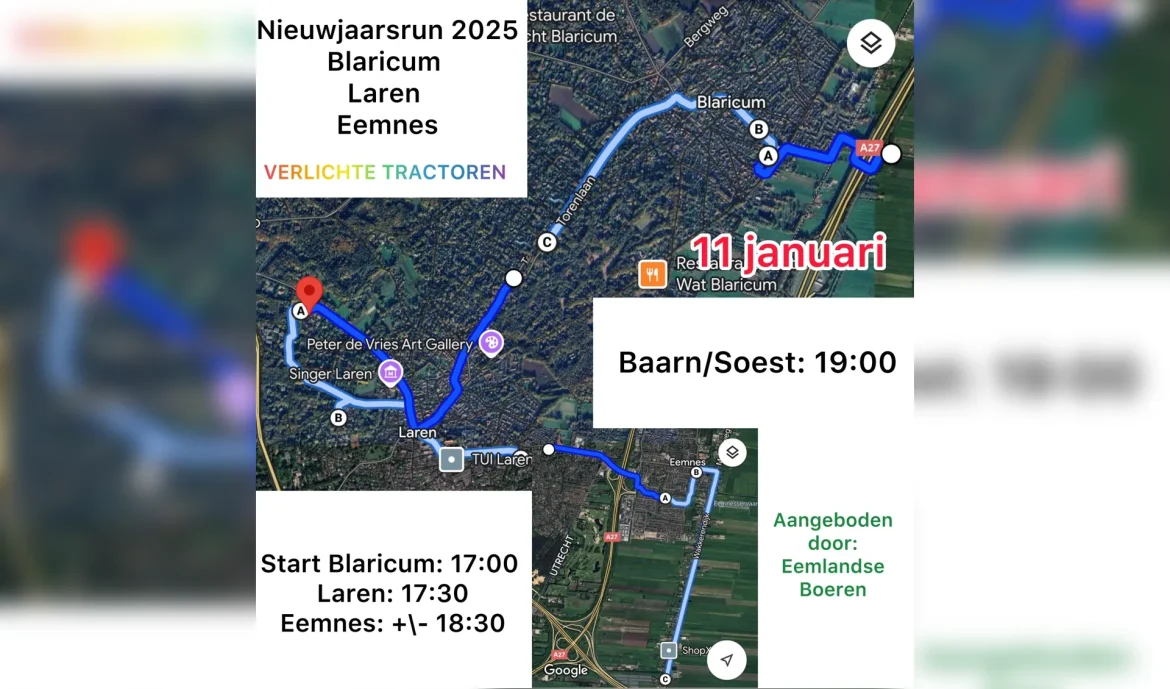 Boeren zetten Gooi en Eemland in het licht met Nieuwjaarsrun