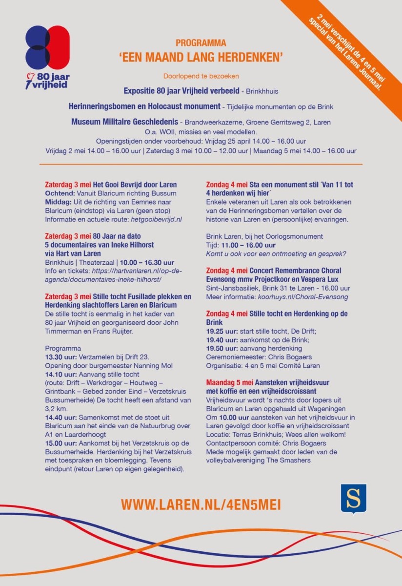 Herdenken & Vieren in Laren – het programma