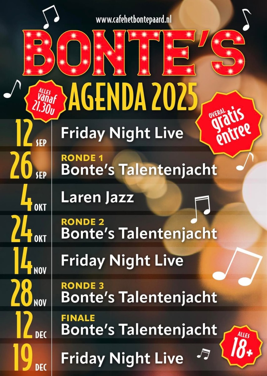 Vanavond: Bonte’s Talentenjacht in  t’ Bonte Paard