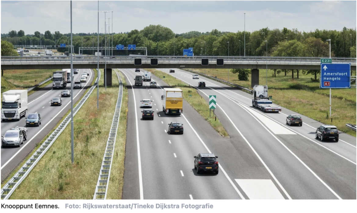 A1 tussen Muiderberg en Eemnes maand lang ‘s nachts dicht