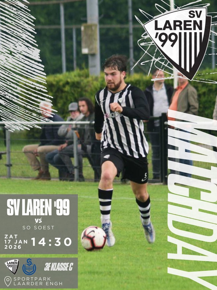 Vanmiddag om 14:30 uur  trapt SV Laren’99 thuis weer af!