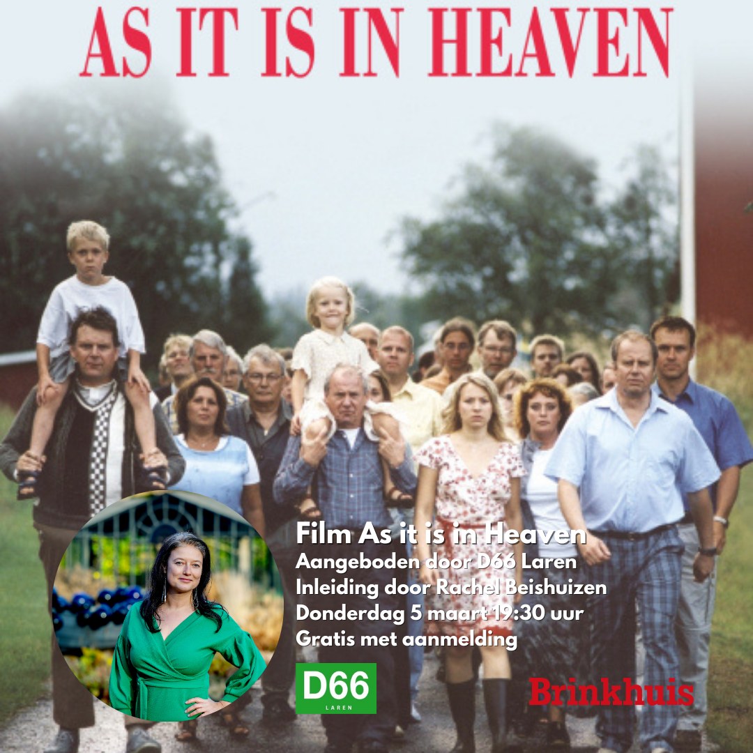 Vanavond gratis film ‘As it is in heaven’ aangeboden door D66