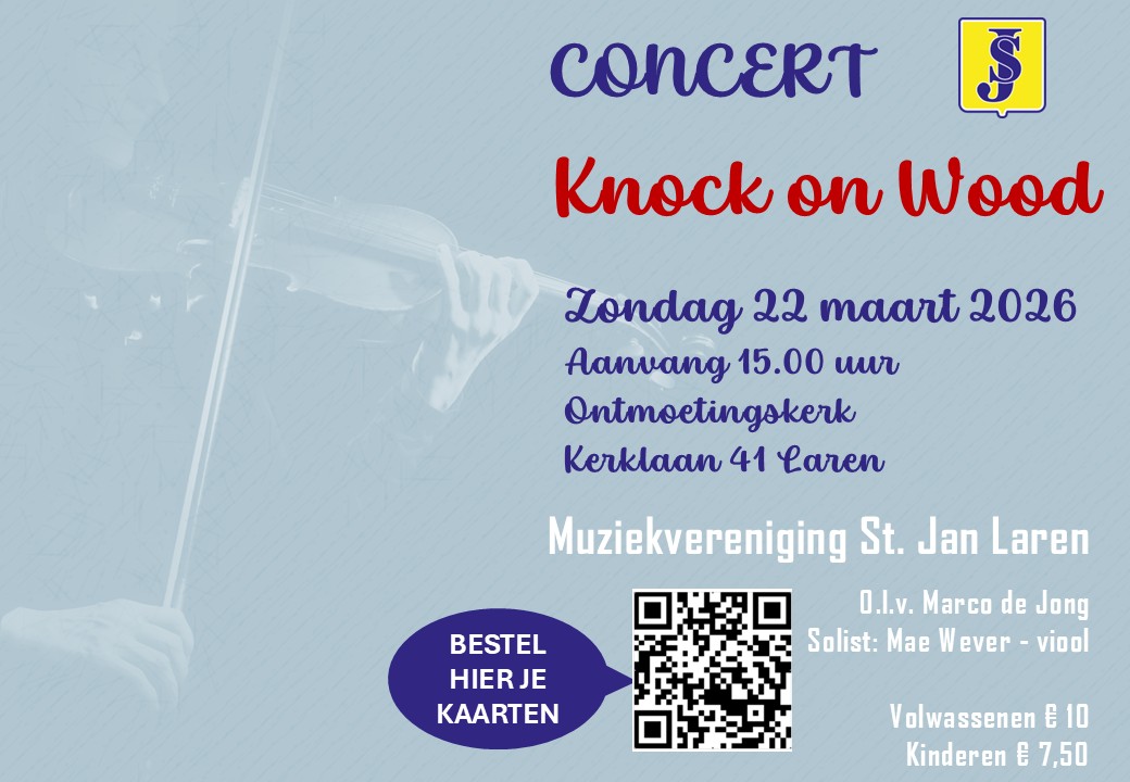 ‘Knock on Wood’ gevarieerd muziekconcert op 22 maart in Ontmoetingskerk