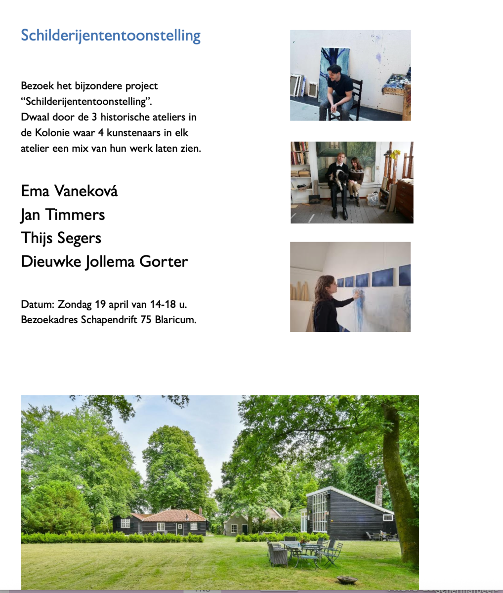 ‘Schilderijententoonstelling’. Dwaal door drie historische ateliers in de Kolonie