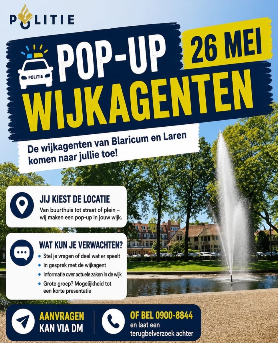 Pop up wijkagenten op 26 Mei