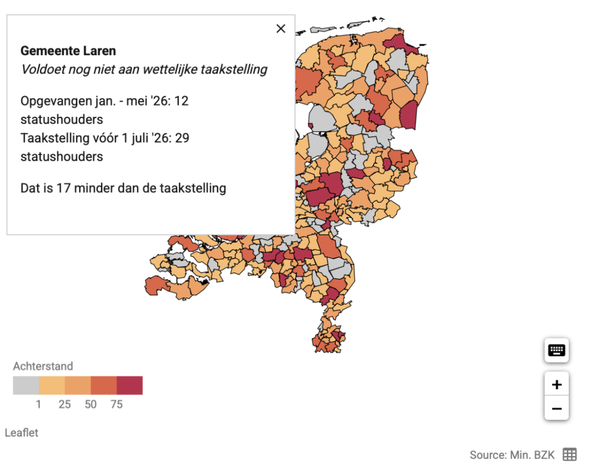 G&E: Gemeenten lopen ver achter met huizen voor statushouders, kijk hier hoe het zit in Laren (taakstelling voor 1 juli 29)
