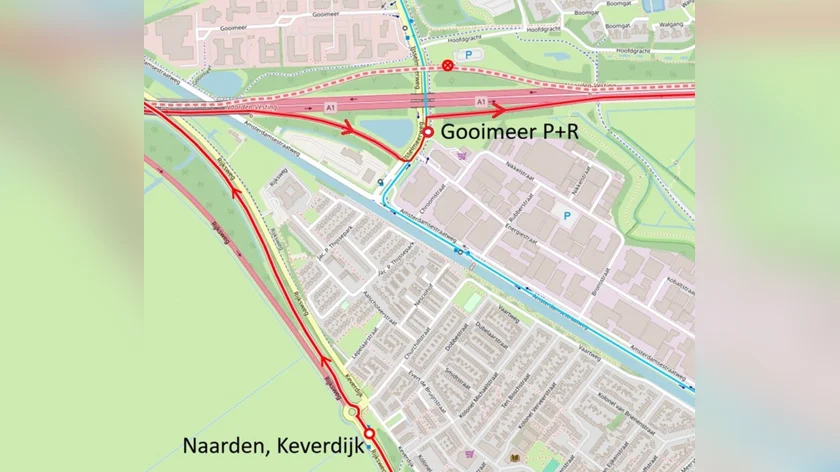Buslijnen 320 en 221 rijden omleiding door werkzaamheden op A1