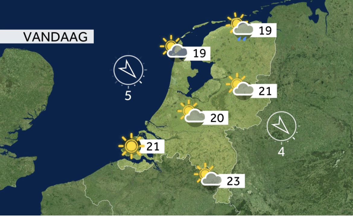 Zonnig weer met soms een bui…18-22 graden