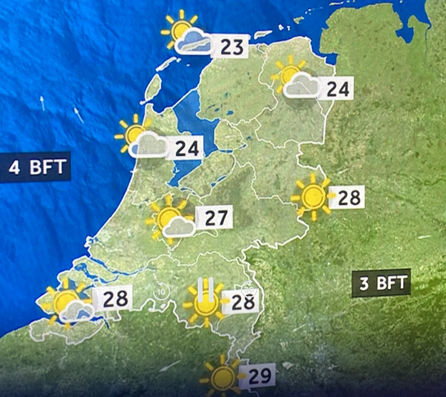 Vandaag 23-29 graden en weersverwachting komende week