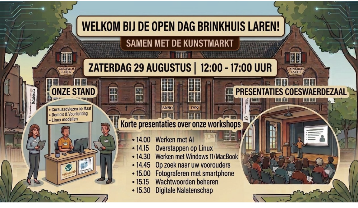 SeniorWeb Laren-Blaricum: op zaterdag 29 augustus naar het rinkhuis tussen 12 en 17 uur