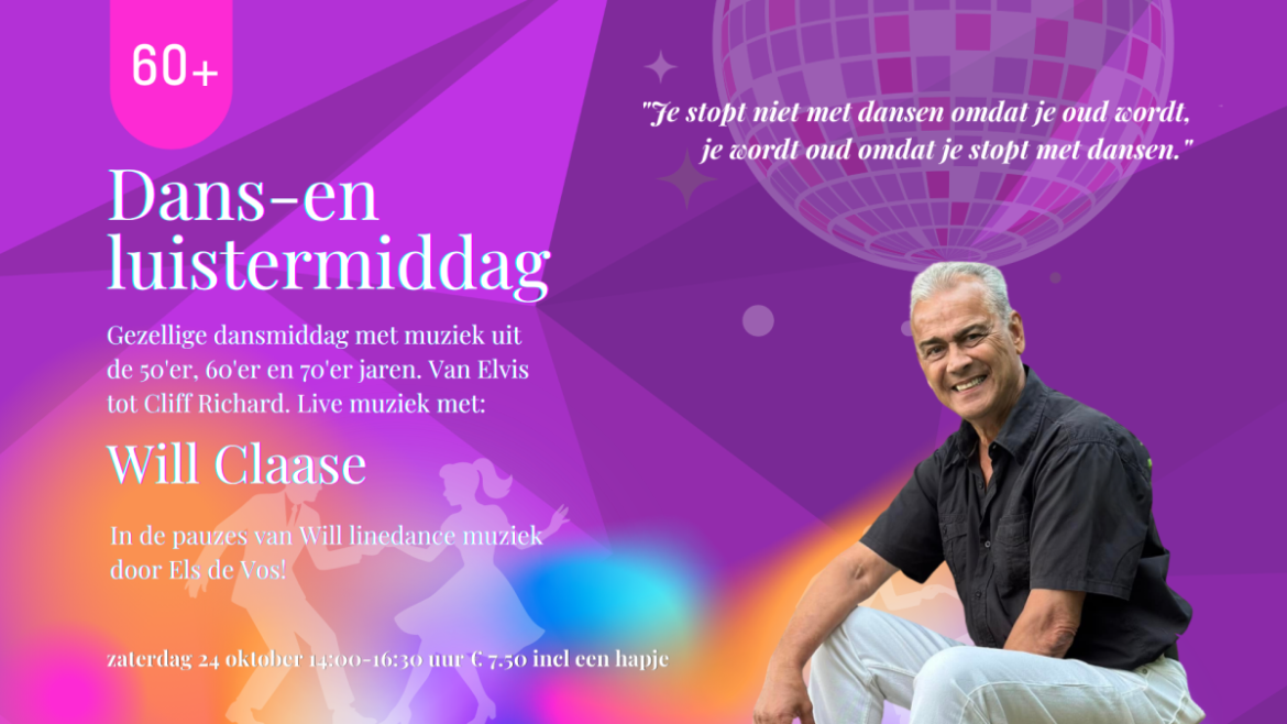 Feestelijke dans- en luistermiddag voor senioren in Het Brinkhuis met livemuziek van Will Claase